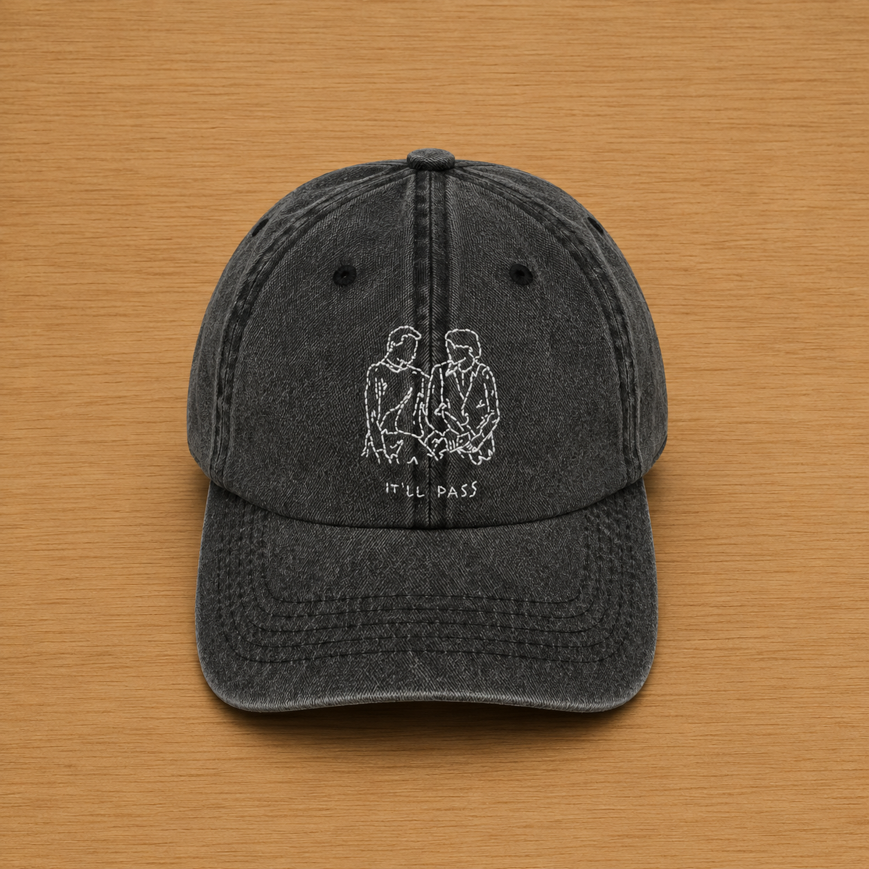 Casquette gris foncé avec Fleabag brodé à la main