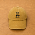 Casquette moutarde avec meme "i'm fine" brodé à la main