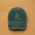 Casquette vert forêt avec lévrier brodé à la main