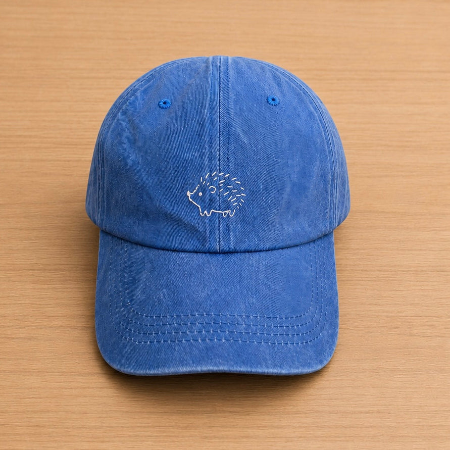 Gorra azul con erizo